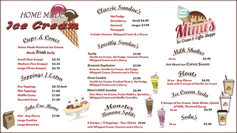 Mimi's Ice Cream Menu