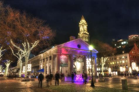 Boston Quincy Market Night Holiday Scene Photograph by Joann Vitali