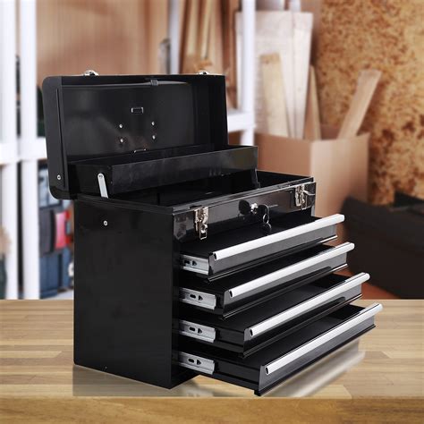 Portable Toolbox Tool Box Chest Cabinet Garage Storage Steel With 4 ...