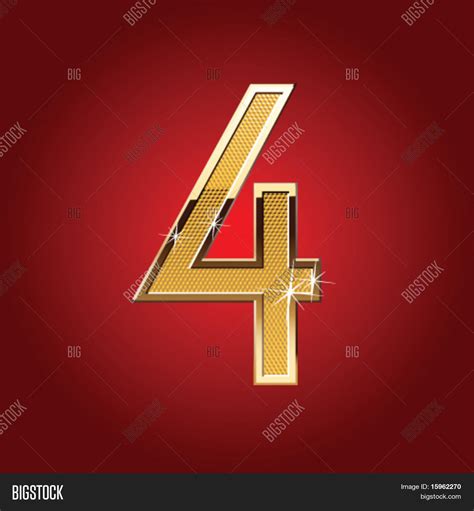 Golden Font Number 4 Vector & Photo (Free Trial) | Bigstock