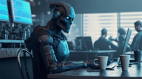 Robot in a Cafe AI Art Wallpaper, HD Fantasy 4K Wallpapers, Images and ...