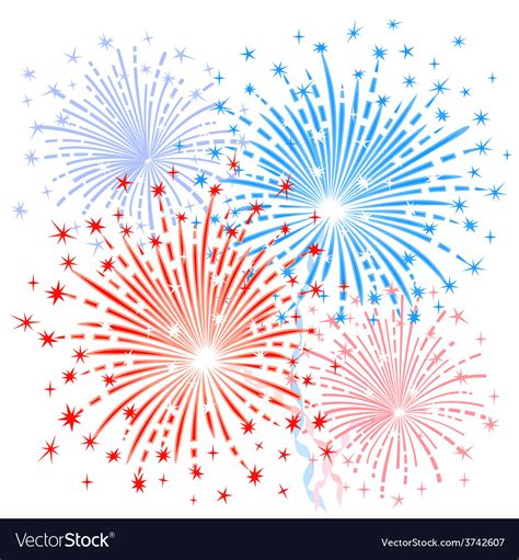 Red blue fireworks Royalty Free Vector Image - VectorStock