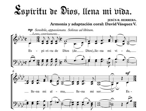 ESPÍRITU DE DIOS, LLENA MI VIDA 】| Partitura Coral | Coro IEP