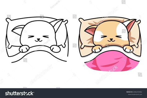 Cute Sleeping Cat Coloring Page Kids Stock Vector (Royalty Free ...