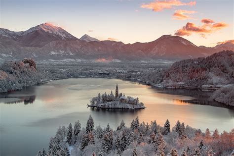 Photo Gallery: Lake Bled draped in winter white in the winter