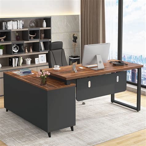 Buy Tribesigns L Shaped Desk with 2 Drawers, 55 Inch Executive Office ...