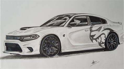 How to sketch a car - (DODGE CHARGER|srt hellcat) - YouTube