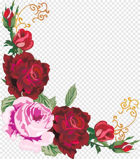 Pink Floral Border Design Png - Gannuman