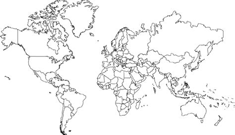 World Map - Mercator Projection | World map outline, World map ...