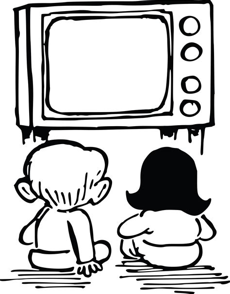 Free Clipart Of kids watching tv