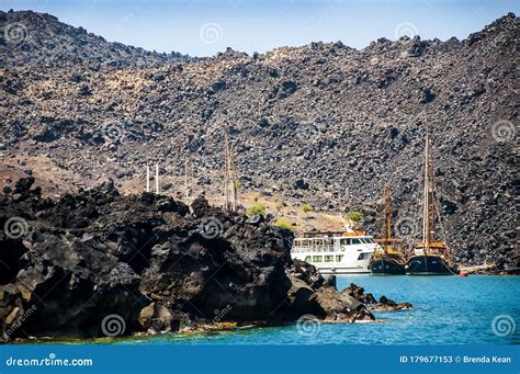 The Caldera on the Island of Santorini with the New Volcano Forming ...