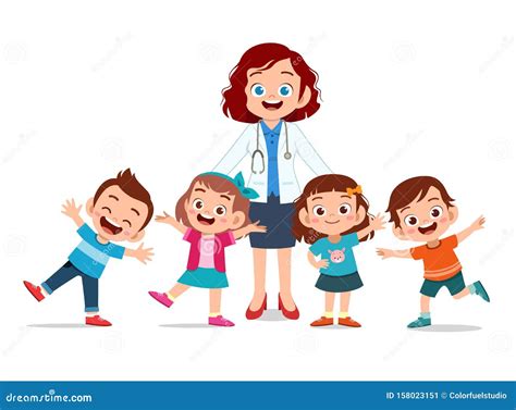 Happy Kids with Doctor Smile Illustration Stock Vector - Illustration ...