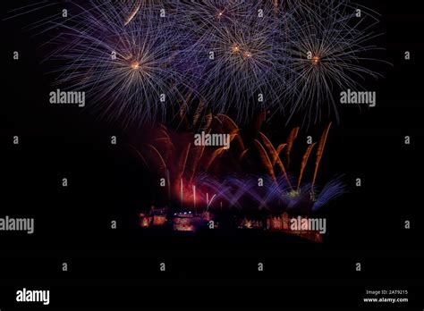 Edinburgh Castle with Fireworks Stock Photo - Alamy