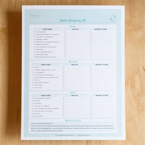 Home Emergency Kit Checklist - Etsy