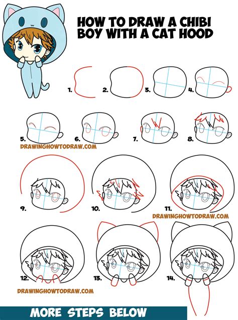 How to Draw a Chibi Boy with Hood On – Drawing Cute Chibi Boys – Easy ...