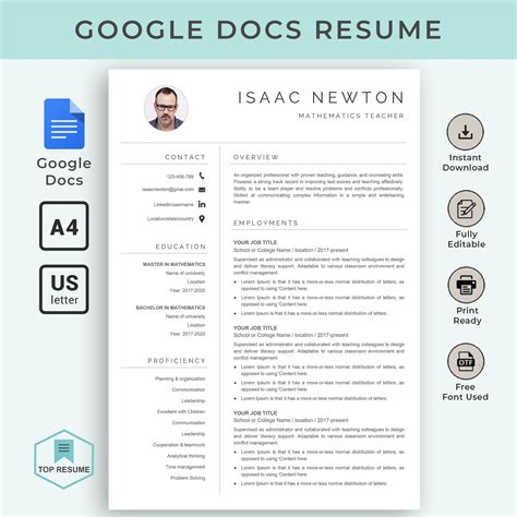 Education Resume Template Google Docs