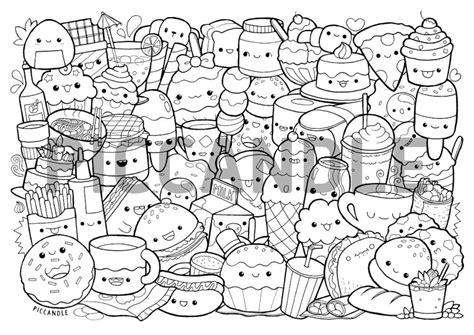 Kawaii Food Doodle Coloring Page Cute Doodle Art Cartoon Coloring Pages ...