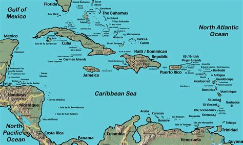 Caribbean Sea Map, Caribbean Country Map, Caribbean Map with Country ...