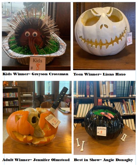 Pumpkin Carving Contest Winners - Torrington Library