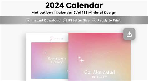 2025 Calendar | Printable Affirmation Calendar with Motivational Quotes ...