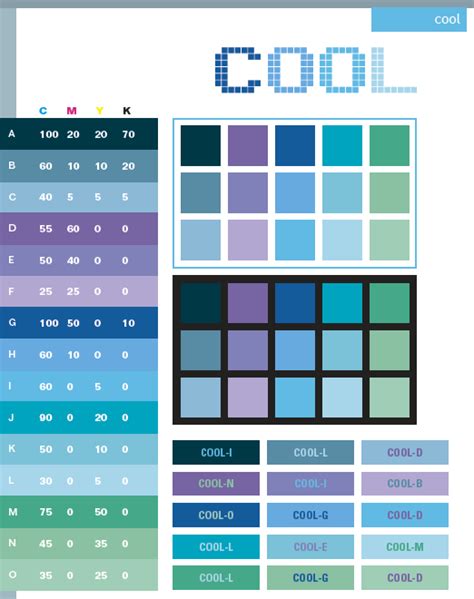 Cool color schemes, color combinations, color palettes for print (CMYK ...