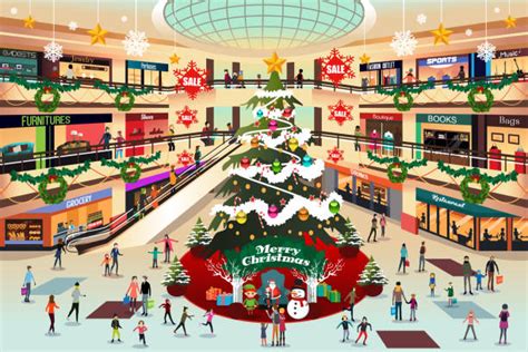 Shopping Mall Christmas Illustrations, Royalty-Free Vector Graphics ...