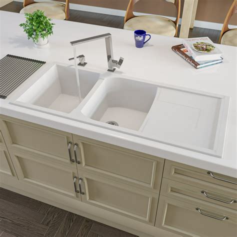 ALFI brand AB4620DI-W White 46" Double Bowl Granite Composite Kitchen ...