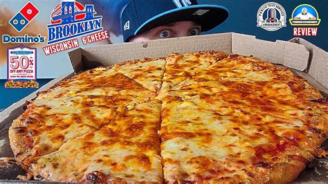 Dominos Pizza® Brooklyn Style Wisconsin 6 Cheese Pizza Review! 🧀🍕 | 50% ...