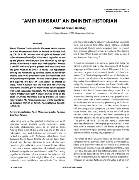 (PDF) "AMIR KHUSRAU" AN EMINENT HISTORIAN