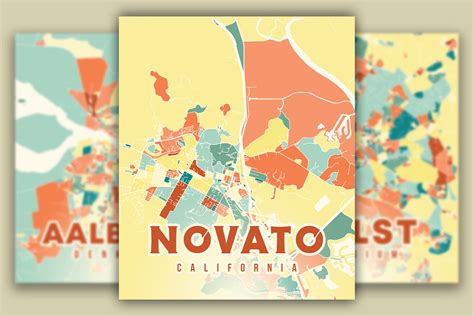 Novato California Colorful Map Graphic by Poster Boutique · Creative ...