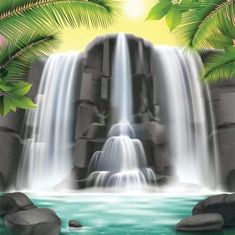 Waterfall Realistic Background Vector Illustration 2273663 Vector Art ...