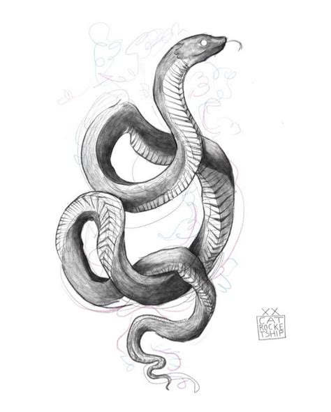 Instant Download: Snake Spirit Print, Pencil Drawing of a Ghost Snake ...