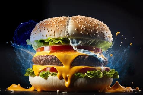 Premium AI Image | A hamburger with cheese and tomato sauce is covered ...