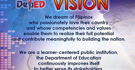 Department of Education Manila: Vision, Mission and Core Values