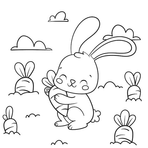 Free Vector | Cute coloring book with bunny