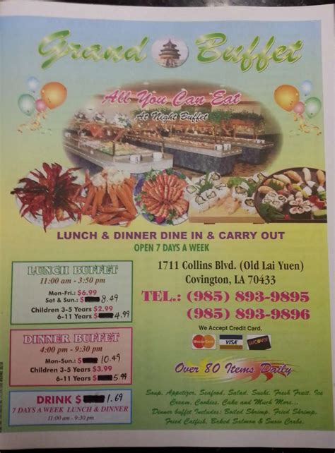 Menu at Grand Buffet restaurant, Covington