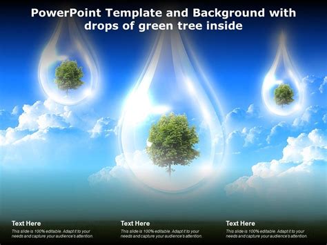 Powerpoint Template And Background With Drops Of Green Tree Inside ...