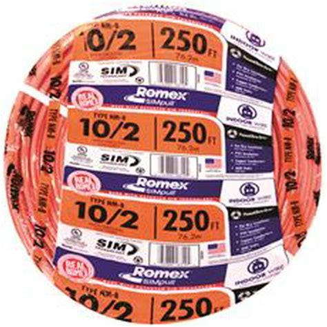 Romex Nm-B Non-Metallic Sheathed Cable With Ground, 10/2, 250 Ft. Per ...