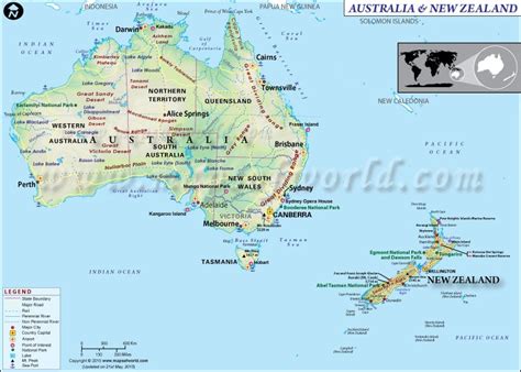 Map of Australia and New Zealand