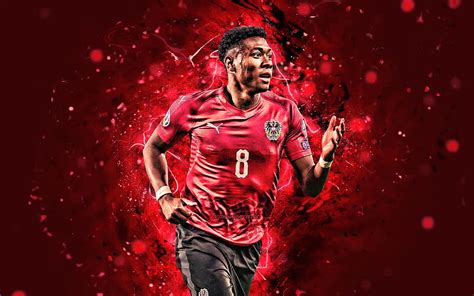 David Alaba, close-up, Austria National Team, red uniform, soccer ...