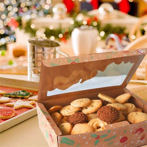 12 Pack Christmas Cookie Boxes with Window, Large Holiday Food Bakery ...