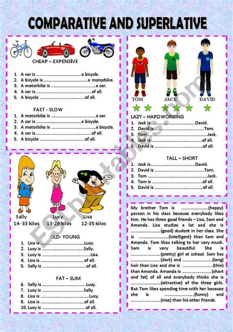 Adjectives Comparatives And Superlatives Exercises Liveworksheets ...