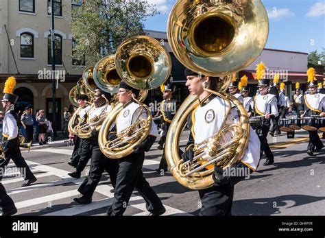 Buchholz High School marching band tuba section marching in the ...