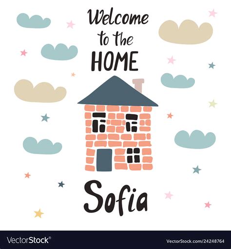 Baby shower poster welcome to the home Royalty Free Vector