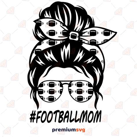 Messy Bun Football Mom SVG Cut File | PremiumSVG