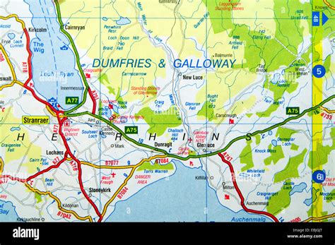 Road Map of Dumfries and Galloway, Scotland Stock Photo - Alamy