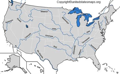 US Rivers Map Printable in PDF [River Map of US]