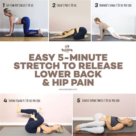 Easy 5-Minute Stretch To Release Lower Back & Hip Pain | Hip pain ...