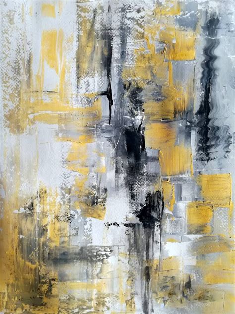 Black White And Yellow - Contemporary Abstract Art | Contemporary ...