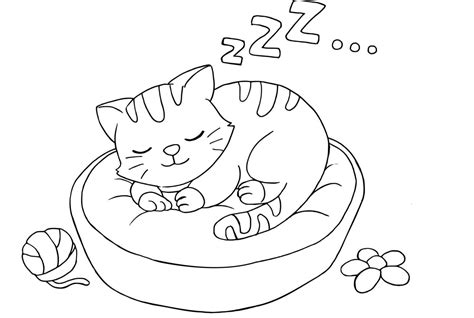 coloring page cat sleeping 21891400 Vector Art at Vecteezy